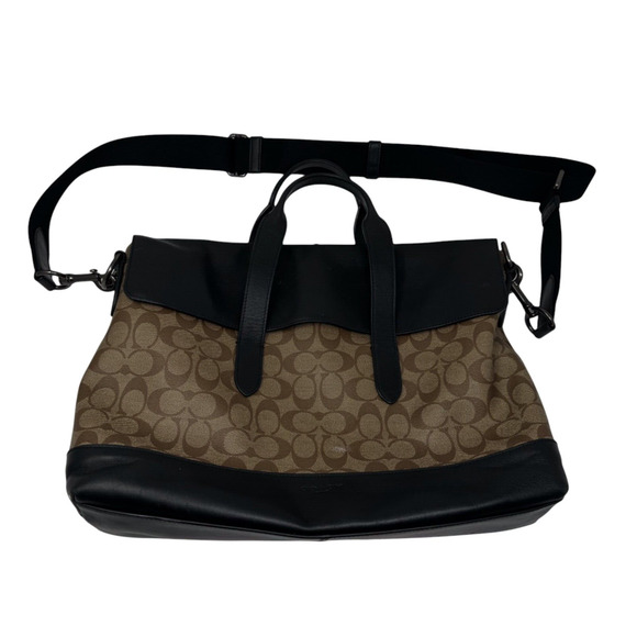 Coach 580 Signature Laptop Logo All Over Authentic Shoulder Messenger Case Bag